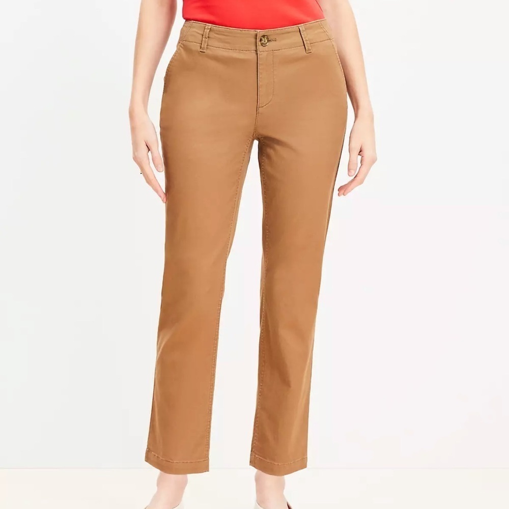 NWT LOFT Tan The Slim Chino Cropped Pants Size 4